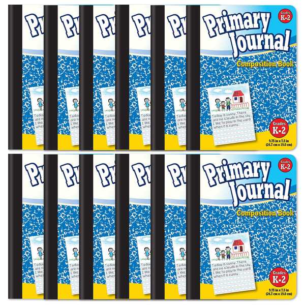 Better Office Products Primary Composition Journal, Grades K-2, 100 Sheet, One Subject, 9.75in. x 7.5in. Blue Cover, 12PK 25412